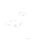 Schéma de 2 étagères murales en bois massif