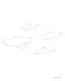 Illustration : Plan d'une composition de 4 étagères murales en bois massif